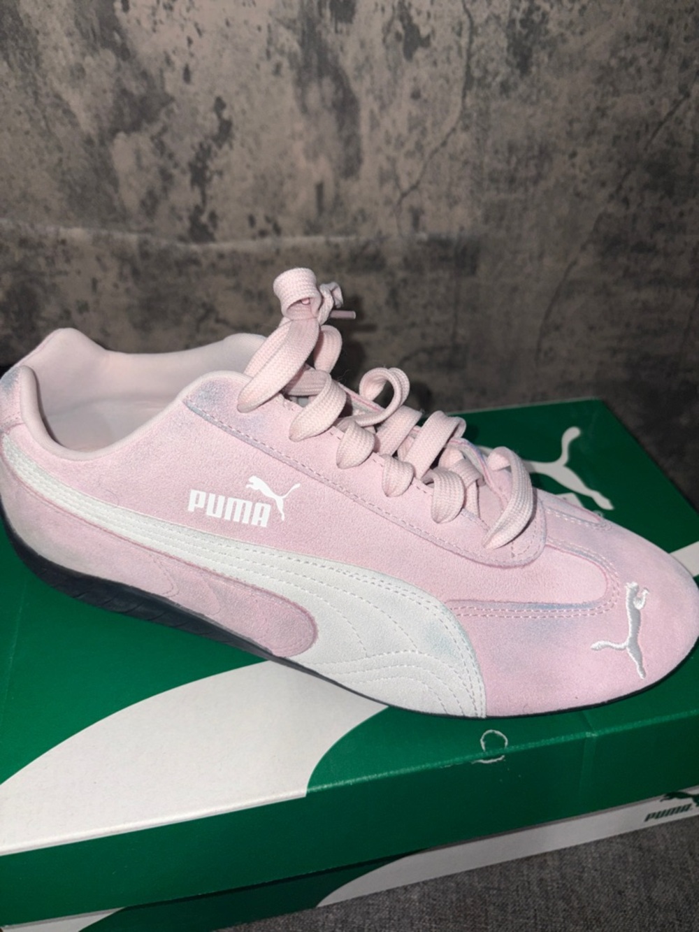 Puma Light Pink Suede Low-Top Sneakers with White Stripe
